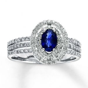 Jared Natural Sapphire Ring beautiful Diamonds 14K White Gold- Gemstone.jpg